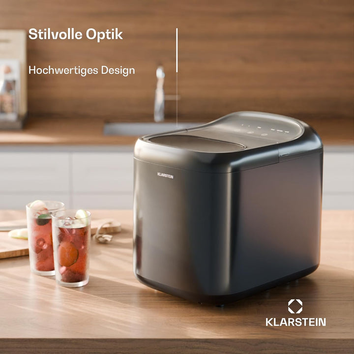 Klarstein SparkIce Eiswürfelmaschine, 15 kg/Tag, Eiswürfel in 6 Min., Touchpad, 2 Eiswürfelgrössen,