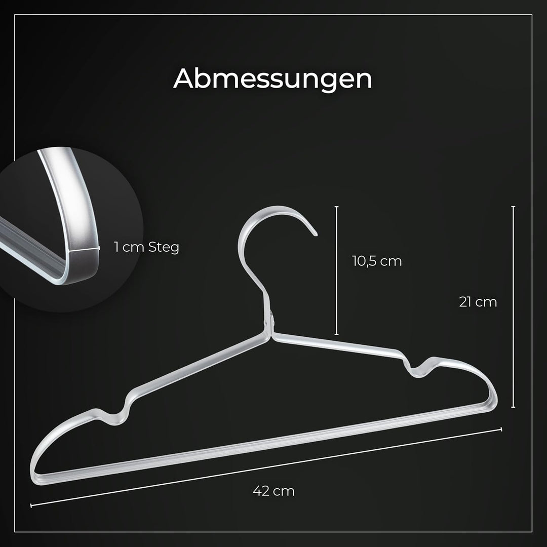 Parusia Kleiderbügel Silber, 42cm breit, 1cm stark, Kleiderbügel Metall rostfrei, formstabil, zur pl