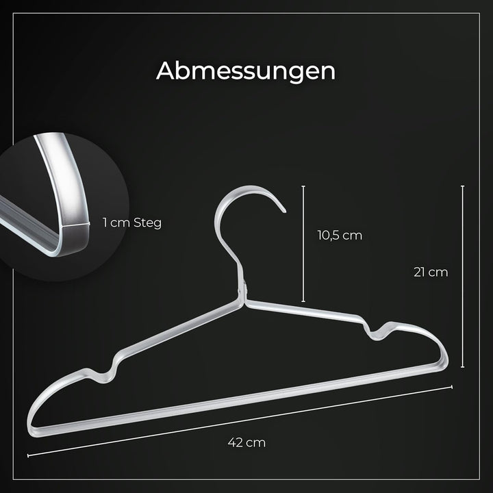 Parusia Kleiderbügel Silber, 42cm breit, 1cm stark, Kleiderbügel Metall rostfrei, formstabil, zur pl