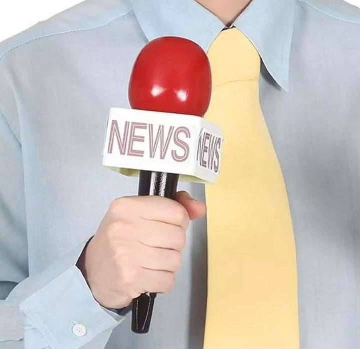 Reporter Mikrofon Rot mit Aufschrift News Kostümzubehör Nachrichtensprecher Mikro