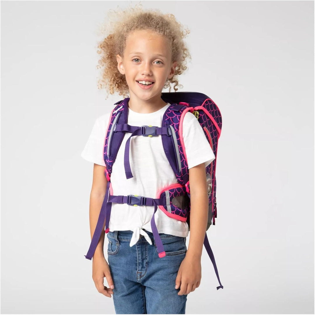 ergobag Cubo Light Set Ergonomischer Schulrucksack, extra leicht, 5er Set, 780 g Perlentauchbär - Li