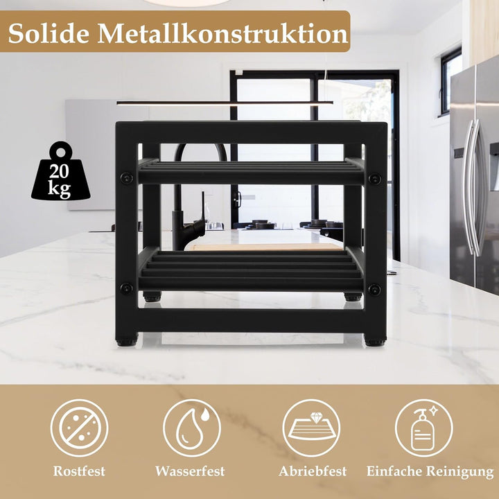COSTWAY Weinregal Metall, Flaschenregal mit 2 Ablagen, für bis zu 8 Flaschen, Flaschenständer schwar
