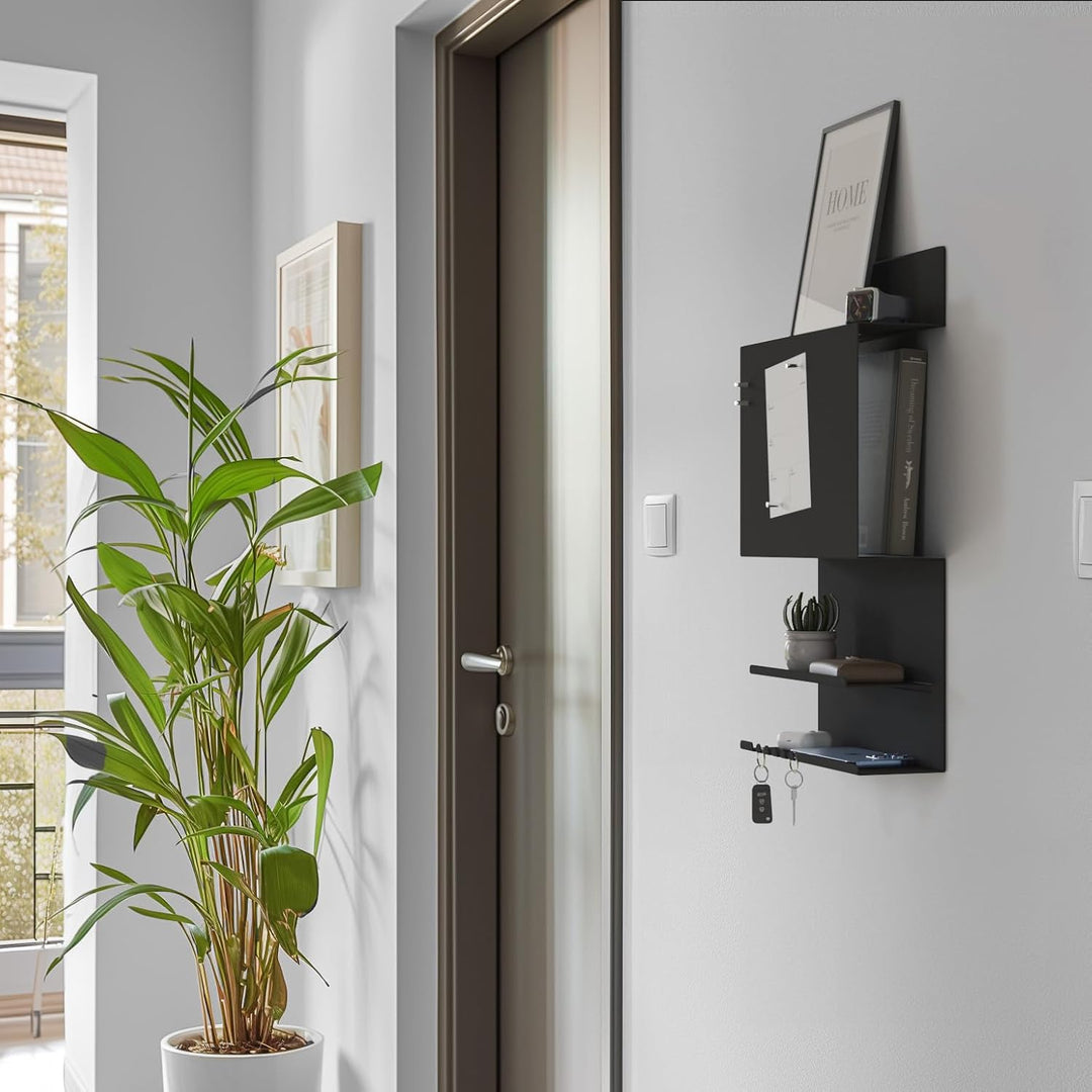 byde Wandorganizer Hepe aus Stahlstruktur. 30 x 9 x 49 cm 3-in-1 Wandregal mit Magnettafel und Magne