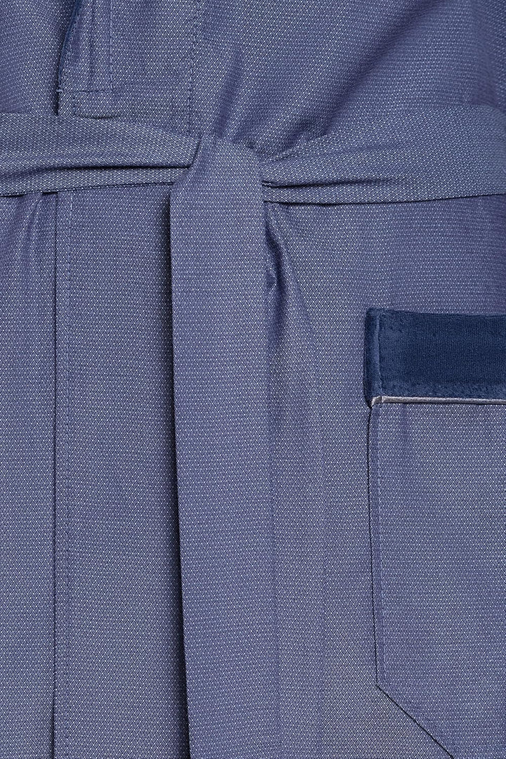 Herren Morgenmantel RE-505-100% Baumwolle - Leicht und dünn – Elegant, Blau Indigo