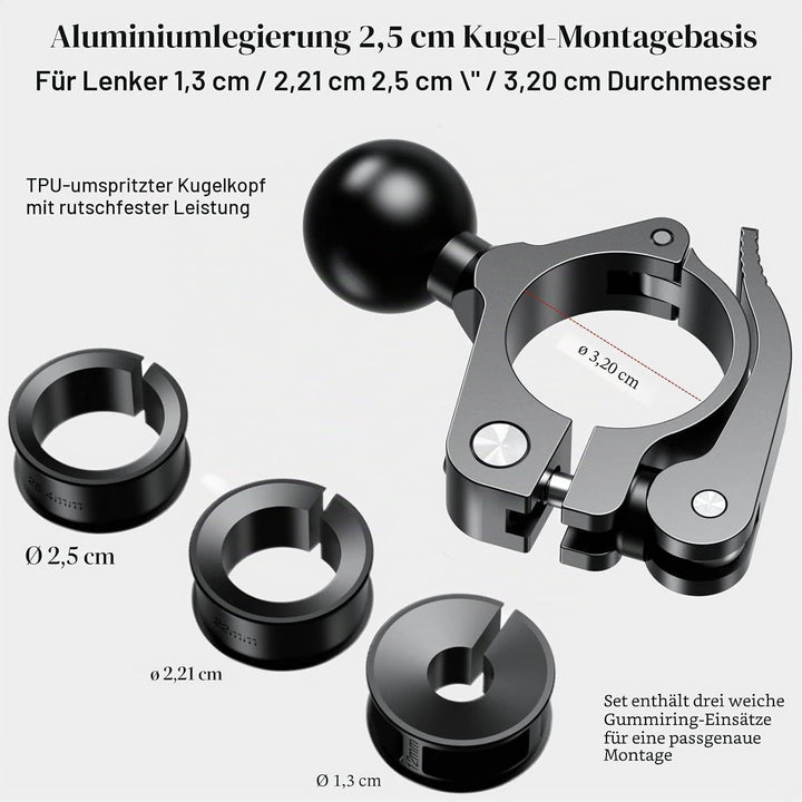 BRCOVAN 2St, Lenkerklemmhalterung aus Aluminiumlegierung mit 1 Zoll TPU-Kugel für Schienendurchmesse
