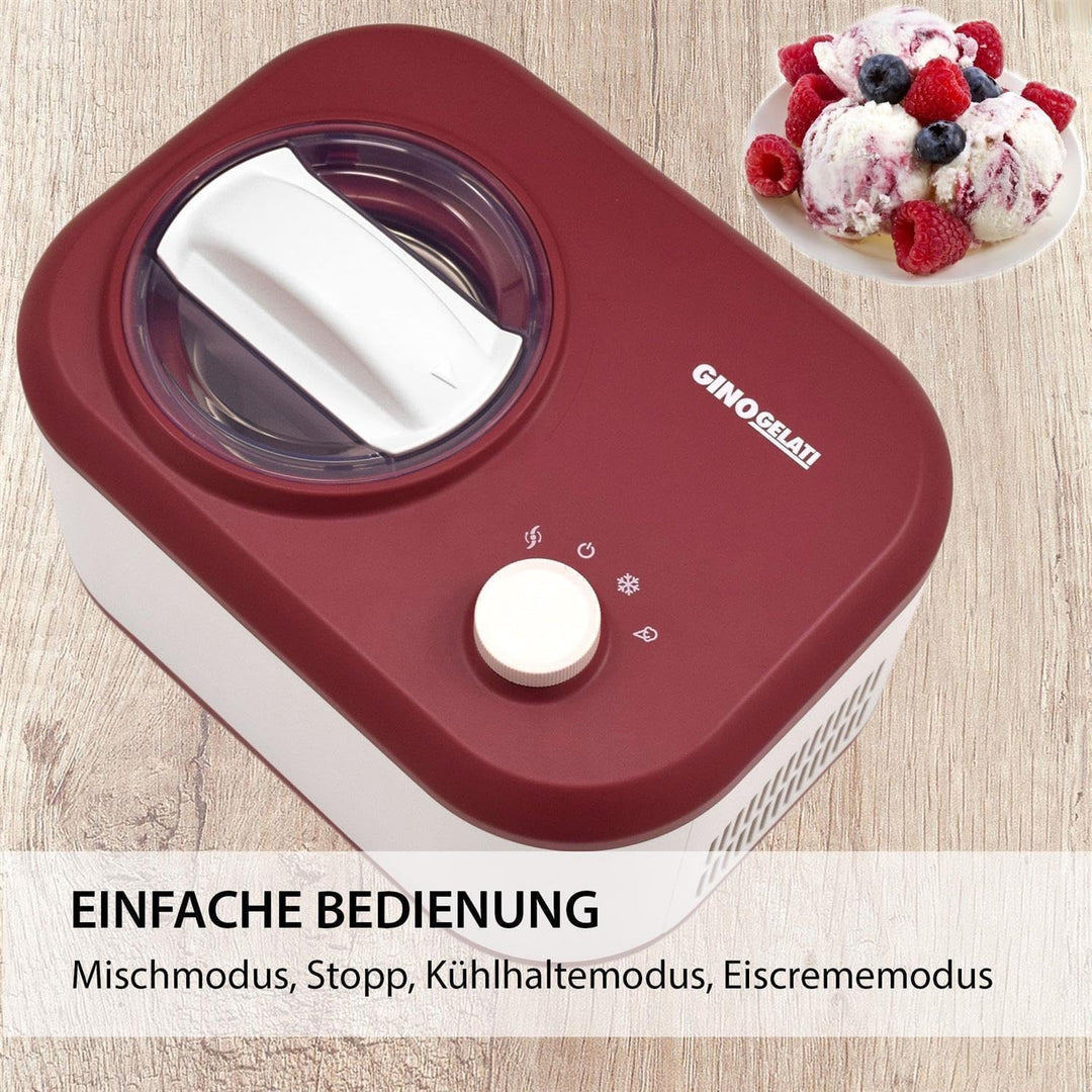 Gino Gelati Eismaschine mit Kompressor Polari Eiscreme Maschine Eisbereiter, 1 Liter, leichte Reinig