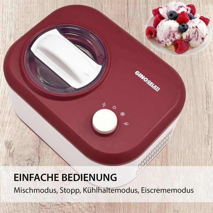 Gino Gelati Eismaschine mit Kompressor Polari Eiscreme Maschine Eisbereiter, 1 Liter, leichte Reinig