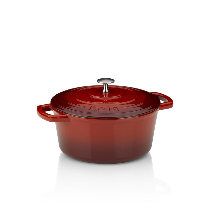 Kela Bräter Calido Gusseisen Rund 11,5cm 24cmØ 4l, Rot (4 l), 24