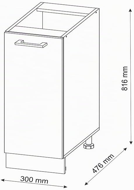 Vicco Apothekerschrank R-Line, Sonoma/Weiss, 30 cm mit Arbeitsplatte Sonoma Apothekerunterschrank 30