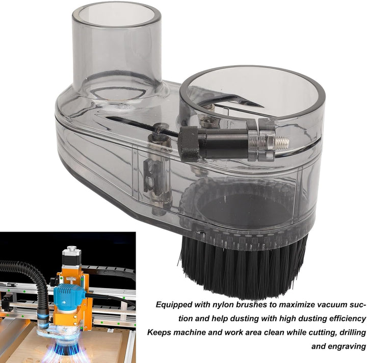 CNC Diameter Router Dust Shoe CNC 52mm Diameter Clear CNC Dust Boot with 38mm Hose Diameter for 52mm