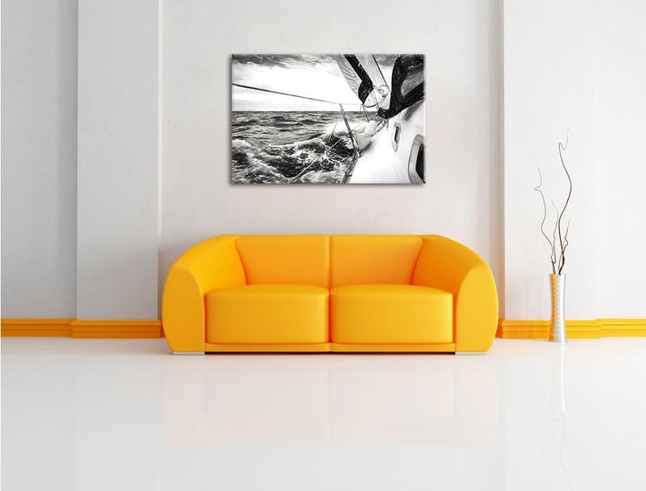 Pixxprint Die weissen Segel der Yacht Kunst als Leinwandbild/Grösse: 100x70 cm/Wandbild/Kunstdruck/f