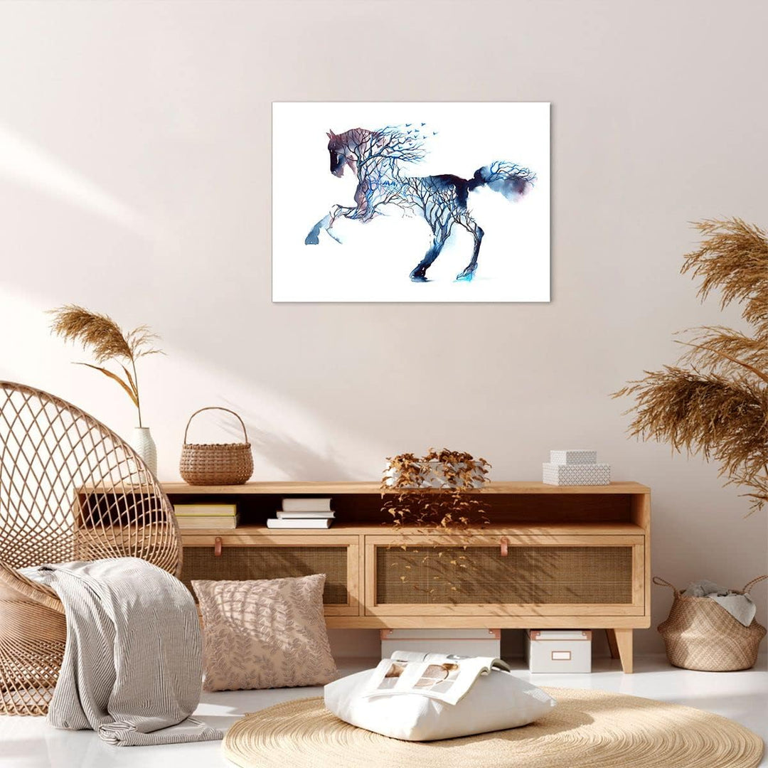 Bilder auf Leinwand natur malen schön Hengst Leinwandbild 70x50cm Wandbilder Dekoration Wohnzimmer S