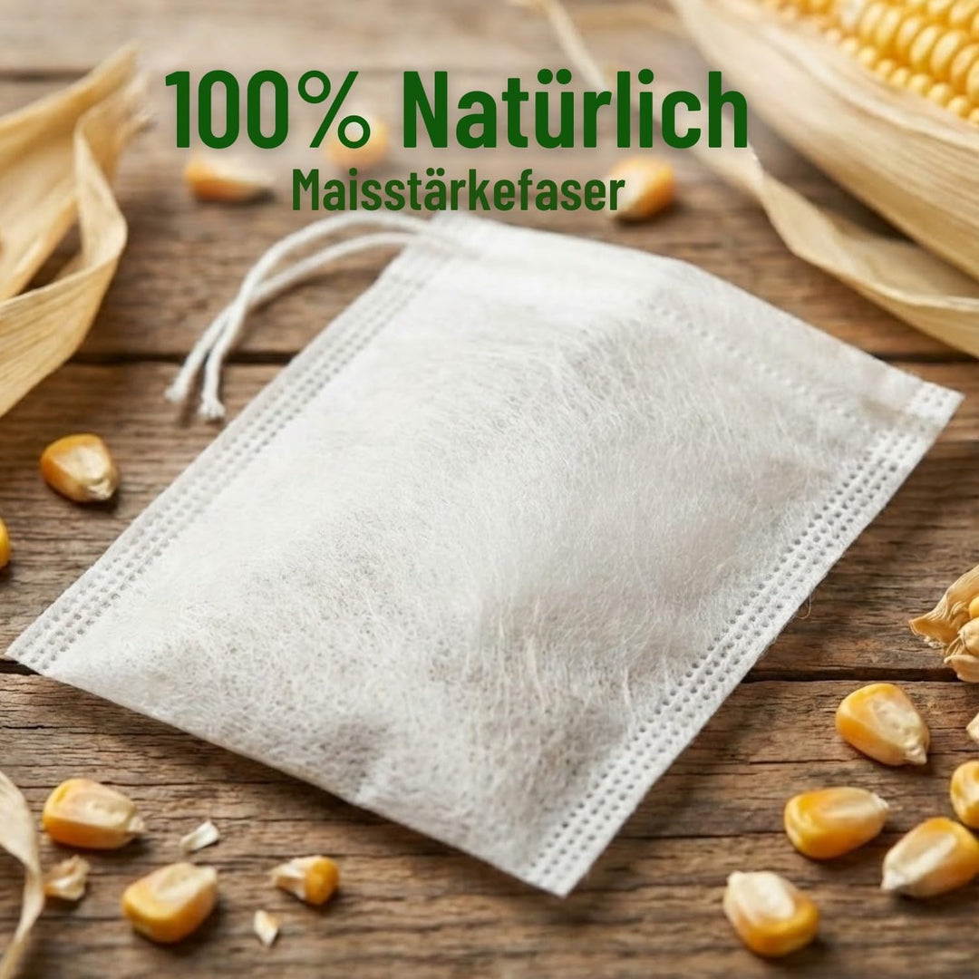 Teefilter | Maisstärke leerer Teebeutel für Kräutertee, Aufguss, Pflanzen und Gewürze | Biologisch a