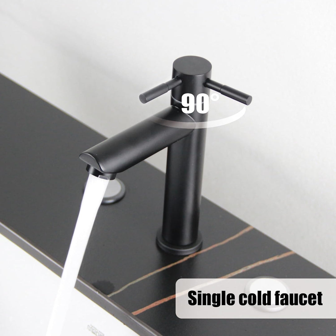 Kaltwasserhahn Schwarz für Gäste WC, SEMANEY Wasserhahn Bad nur Kaltwasser,Einhebelmischer Kaltwasse