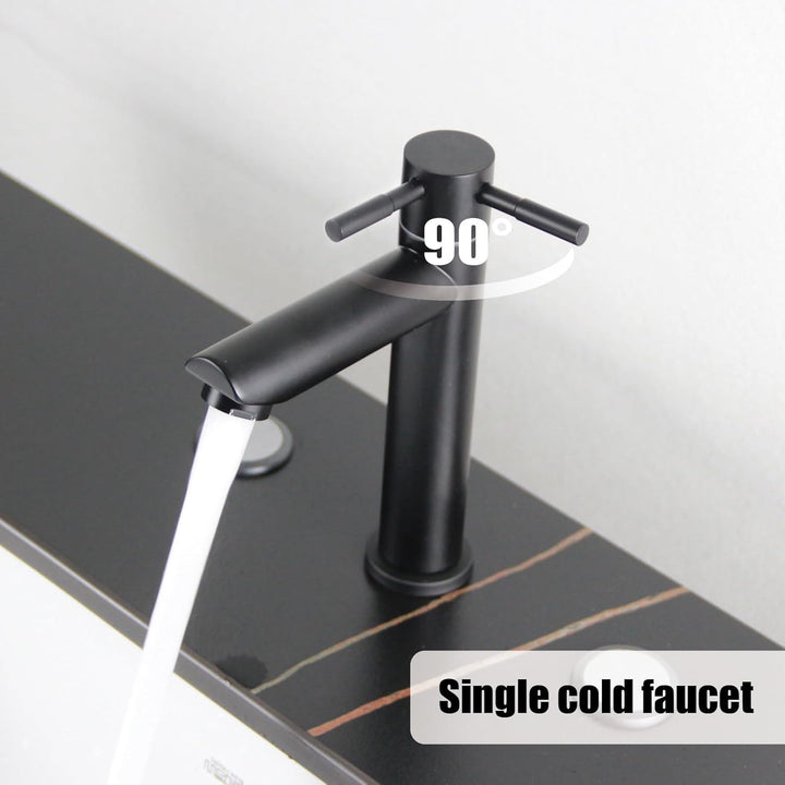 Kaltwasserhahn Schwarz für Gäste WC, SEMANEY Wasserhahn Bad nur Kaltwasser,Einhebelmischer Kaltwasse