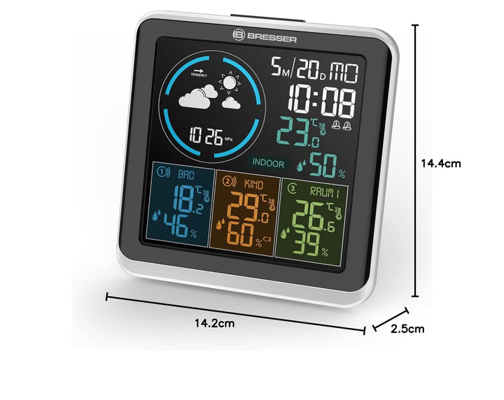 Bresser Wetterstation Funk mit Aussensensor Quadro Individio mit 4 unterschiedlichen Messpunkten ink