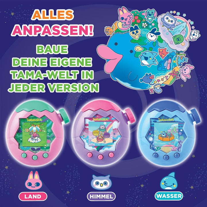 Bandai - Tamagotchi Paradise Himmel - Virtuelles Haustier zum Aufziehen - Tamagotchi mit Zoom-Drehra