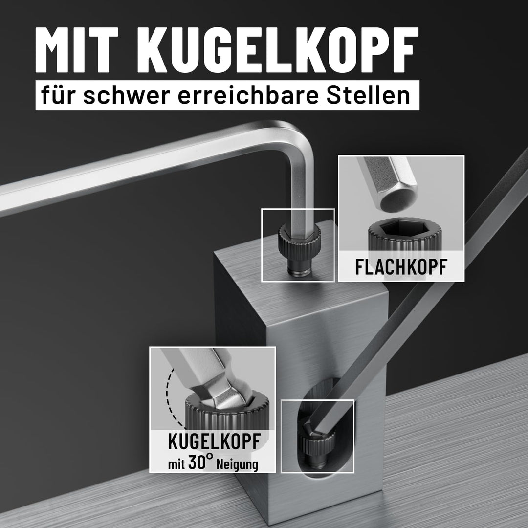 greate 2x Innensechskantschlüssel Set mit Kugelkopf 13 teilig - 1,27 bis 10 mm Sechskantschlüssel Se