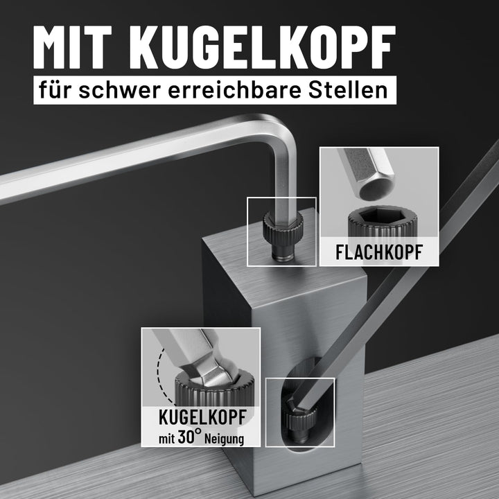 greate 2x Innensechskantschlüssel Set mit Kugelkopf 13 teilig - 1,27 bis 10 mm Sechskantschlüssel Se