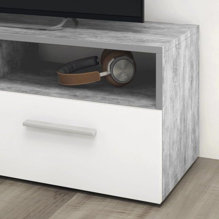 Vicco Lowboard Diego, Weiss/Beton, 95 x 38 cm Weiss 95 cm, Weiss 95 cm