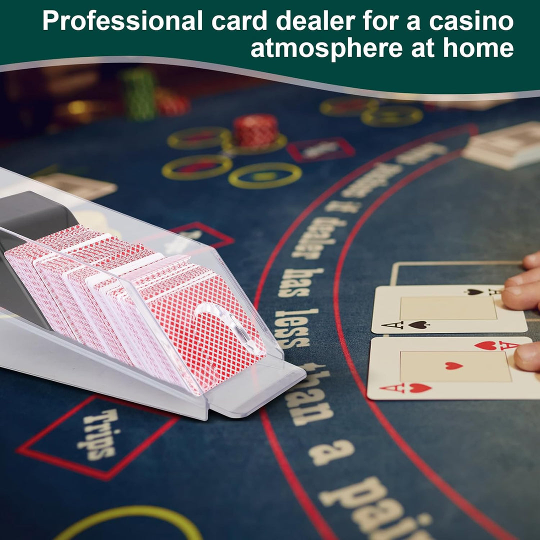 Blackjack Dealing Shoe, Clear Acryl Kartenschlitten für Spielkarten, Kartenspender Kartenmischmaschi