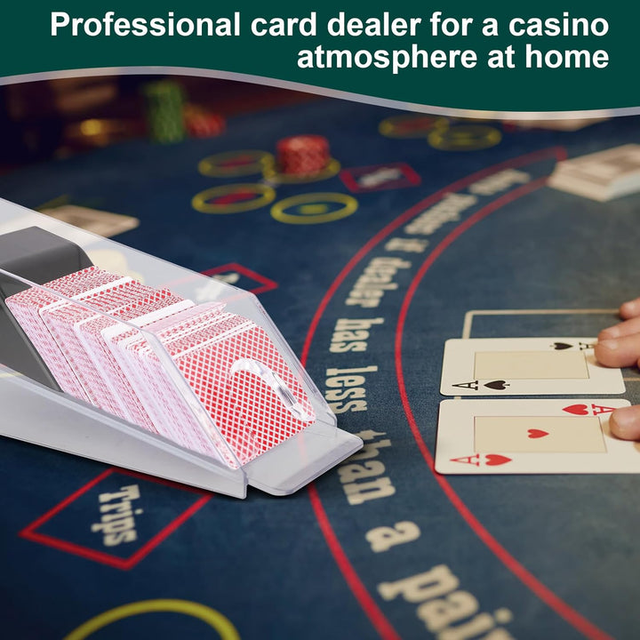 Blackjack Dealing Shoe, Clear Acryl Kartenschlitten für Spielkarten, Kartenspender Kartenmischmaschi
