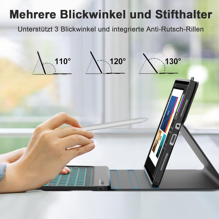 IVEOPPE Hülle mit Tastatur für Xiaomi Redmi Pad 2 Pro 12,1 Zoll, Bluetooth Magnetisch Beleuchtung Ta