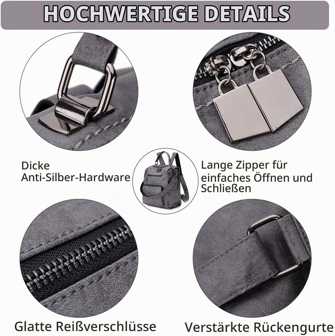 RAVUO Damen Rucksäcke,PU-Leder Rucksack Frauen Mädchen Mode Backpack Rucksack 3 Wege Reisetasche Sch