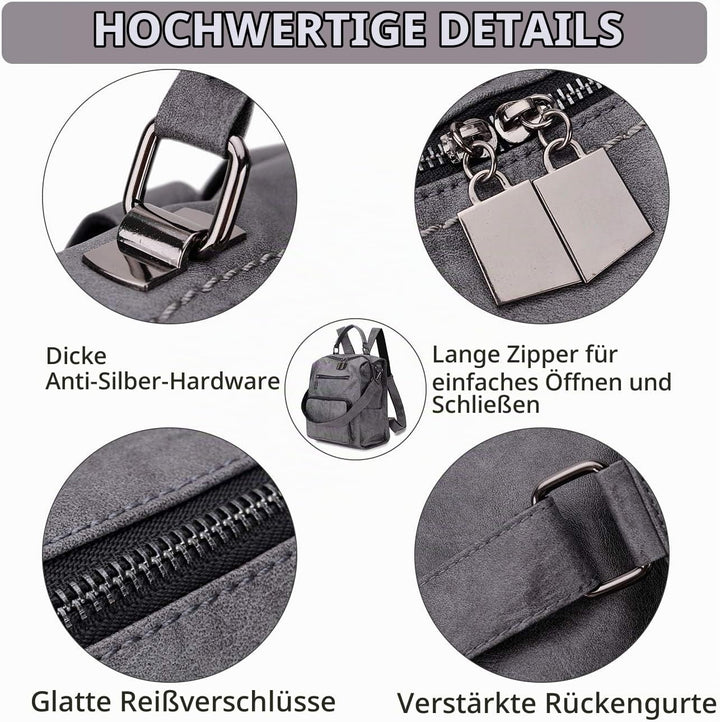 RAVUO Damen Rucksäcke,PU-Leder Rucksack Frauen Mädchen Mode Backpack Rucksack 3 Wege Reisetasche Sch