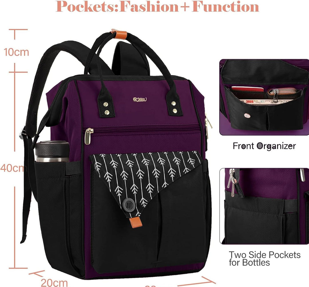 Rucksack Damen, Schulrucksack mit Laptopfach für 15.6 Zoll Laptops, Business Rucksack für Arbeit, Le