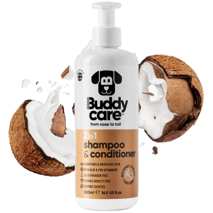 2in1 Hundeshampoo und Conditioner von Buddycare (500ml) - Praktisches Hundeshampoo langhaar und welp