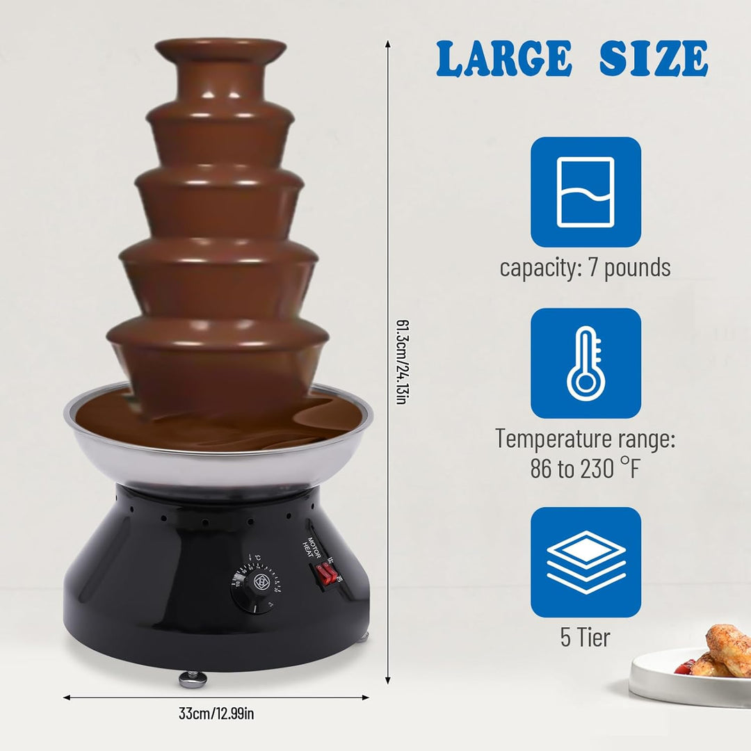 5 Ebenen Schokolade Brunnen 7 lb Kommerzielle heisse Schokolade Grosse Kapazität Edelstahl Schokolad