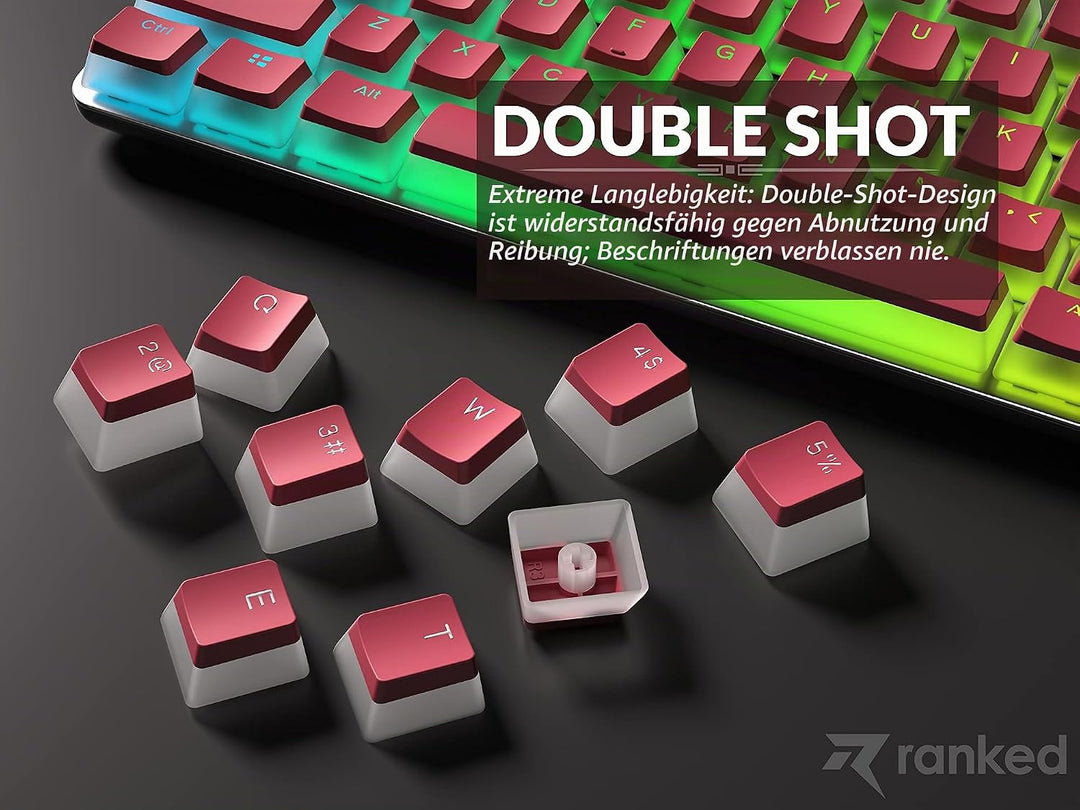Ranked Pudding PBT-Tastenkappen | 112 Double Shot Transluzent ANSI US- und ISO-Layout | OEM-Profil f