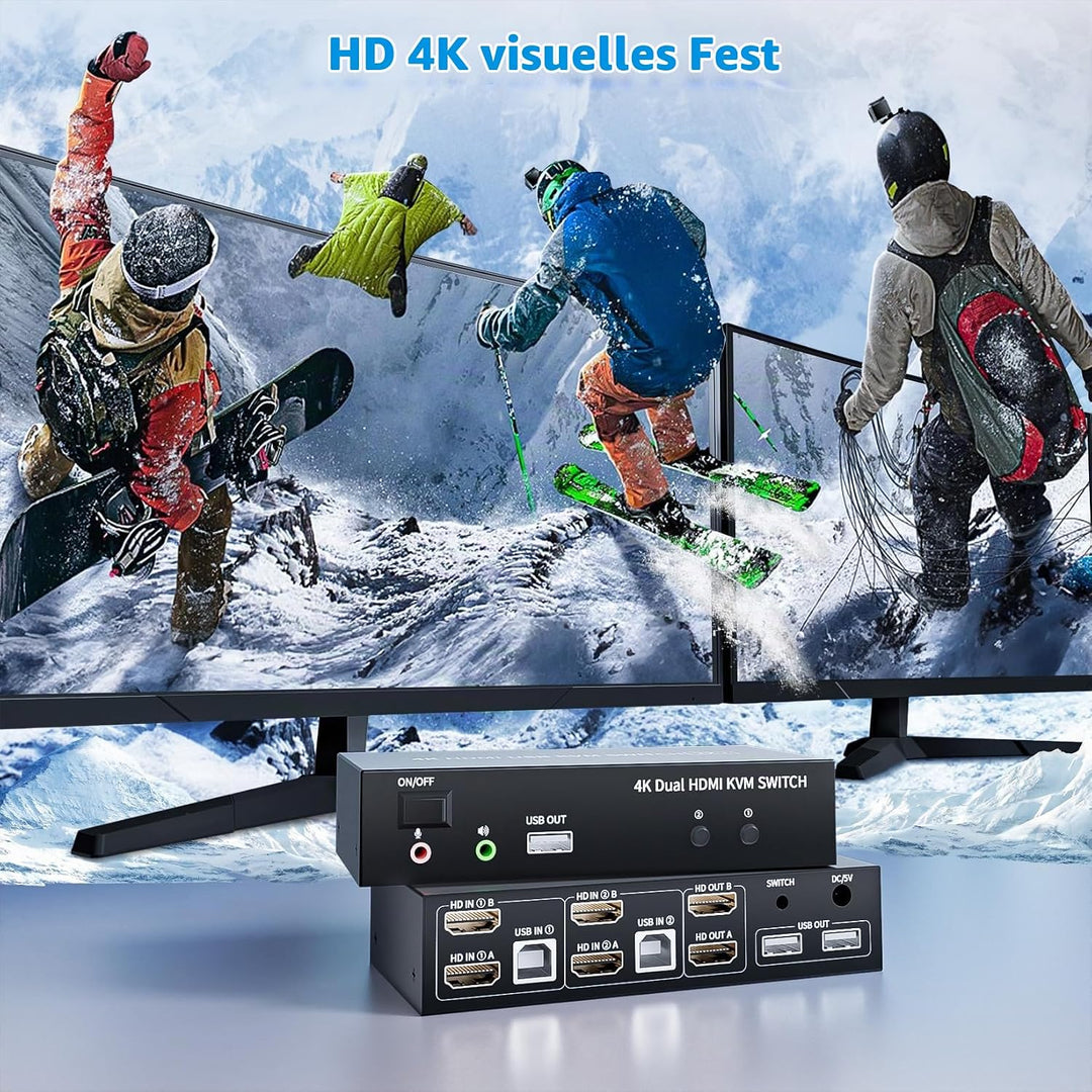 2 Port HDMI USB KVM Switch 4K@60Hz, Bolaazul Dual-Port USB 2,0 HDMI 2,0 KVM Switcher 2x2, Tastatur M