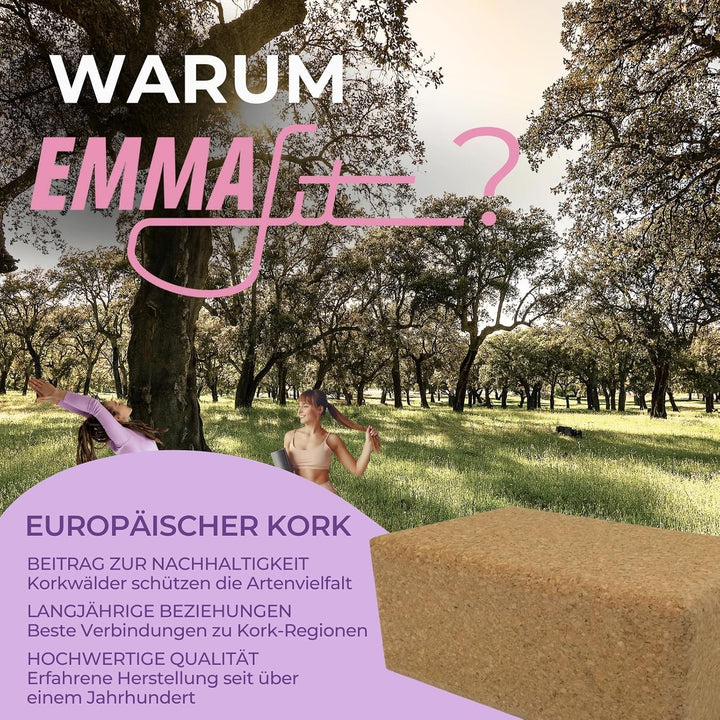 EMMAfit XL Kork Yoga-Block I 227 x 150 x 100mm I hochwertiger Yogablock aus Kork für Yoga-Übungen I