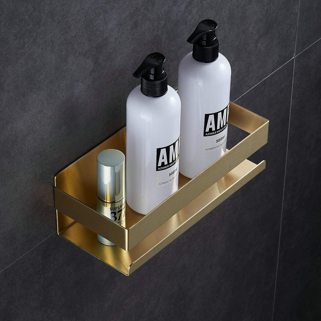 Kelelife Duschablage Ohne Bohren Duschkorb Gold Gebürstet Badezimmer Selbstklebend Badregal aus Edel