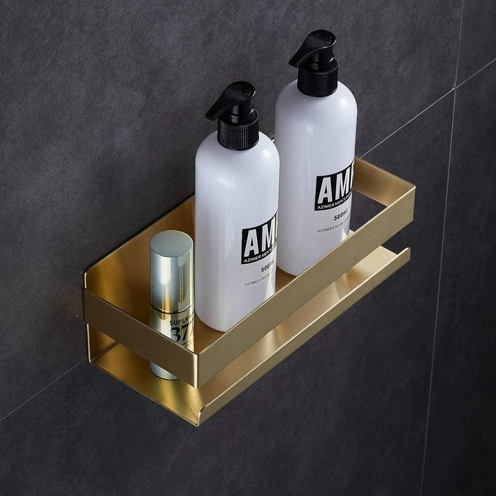 Kelelife Duschablage Ohne Bohren Duschkorb Gold Gebürstet Badezimmer Selbstklebend Badregal aus Edel