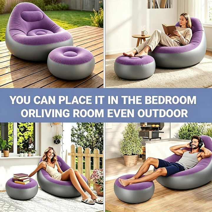 Aufblasbares Sofa mit Fusshocker, Aufblasbarer Sitzsack, Aufblasbares Stuhl Sofa, Luftsofa Aufblasba