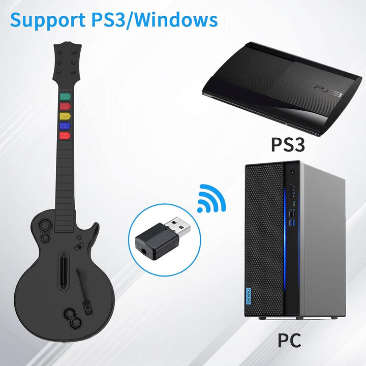 NBCP Guitar Hero Controller für PC und PS3, Wireless Gitarre für Guitar Hero 3/4/5 und Rock Band 1/2