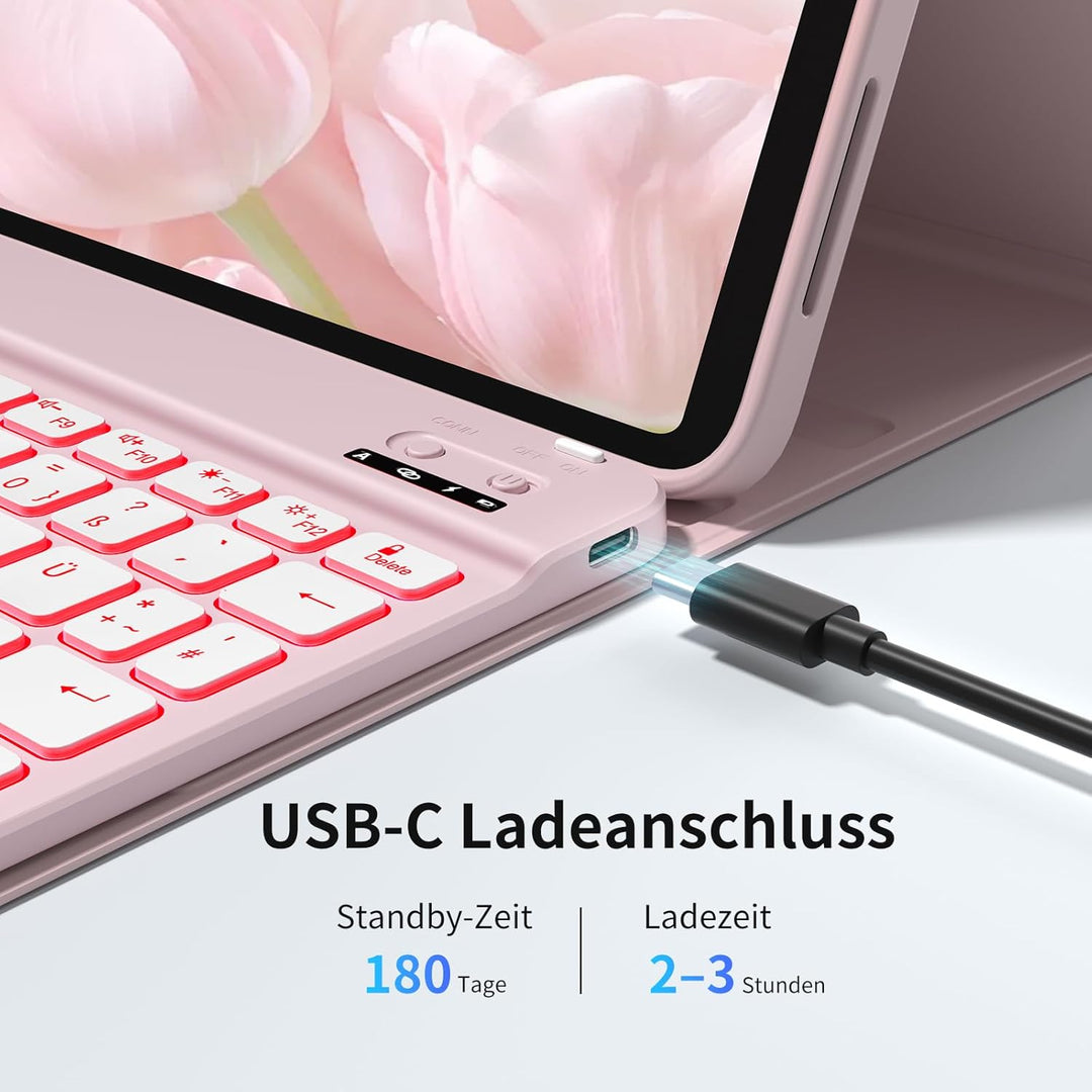 Tastatur mit Hülle für iPad 11. Generation 2025 11 Zoll A16/ iPad 10. Generation 2022 10,9 Zoll Hüll