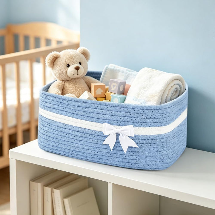 RNPKZ Geschenkkorb Leer Gross, 34x25x15 cm Aufbewahrungskorb mit Geschenktüten & Geschenkschleife, P