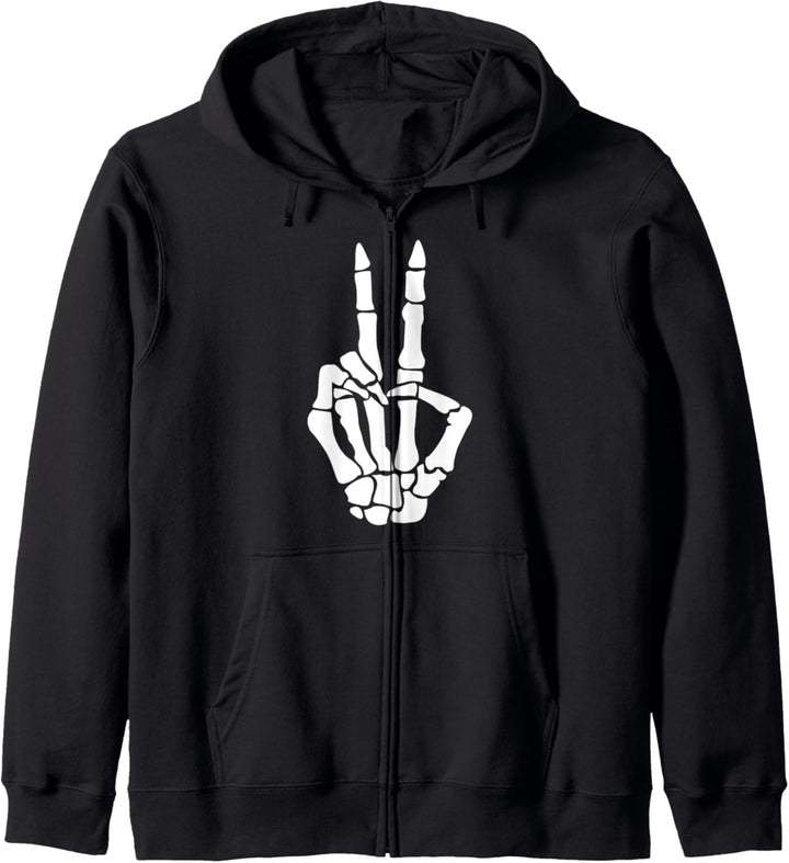 Schädel Skelett Friedenszeichen Geburtstagsgeschenk Kapuzenjacke