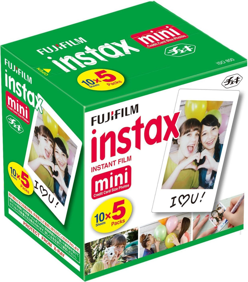 Fuji 96090 Instax Mini Sofortbildfilm, 10 Blatt, 5 Stück, Weiss