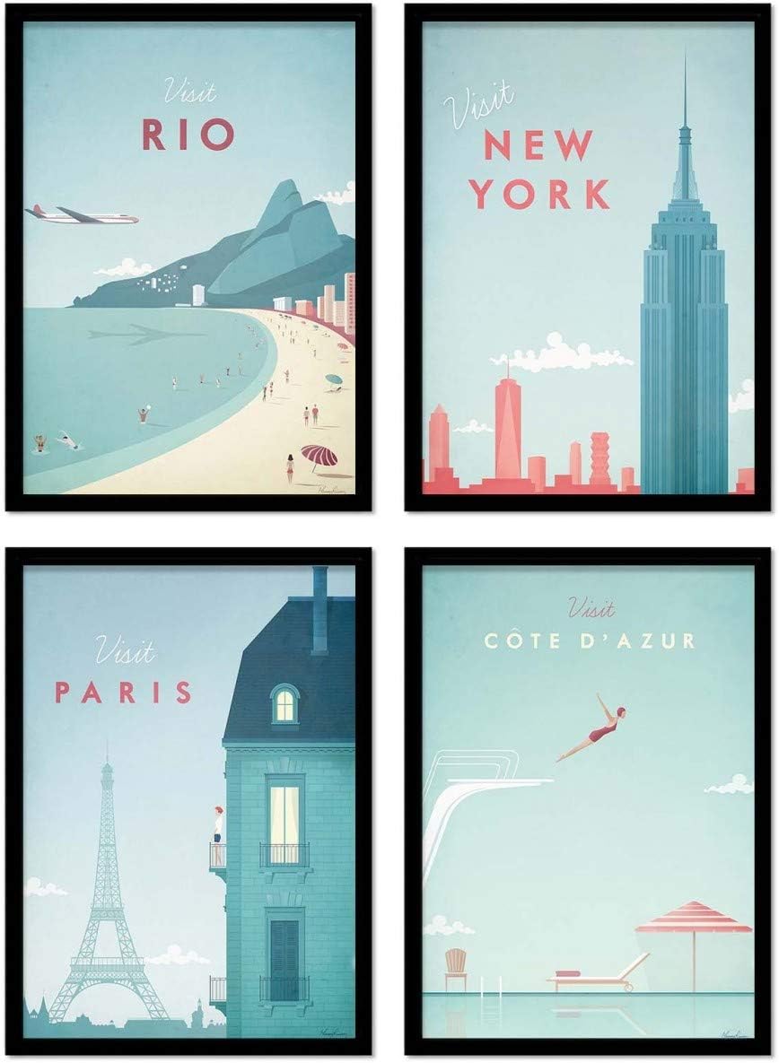 Wall Editions 4 Art-Posters 20 x 30 cm - Visit Cities - Henry Rivers