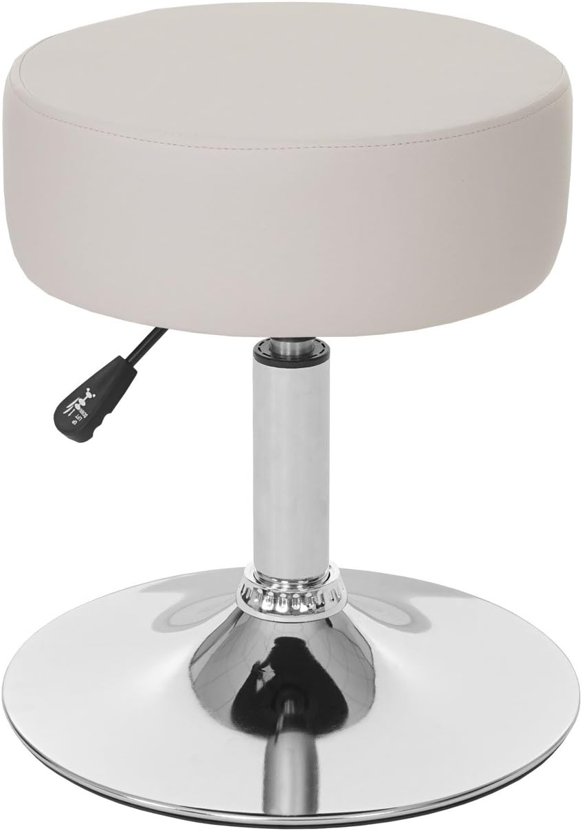 Mendler 2er-Set Hocker HWC-C22, Sitzhocker Schminkhocker, höhenverstellbar Ø 35cm - Kunstleder, Crem