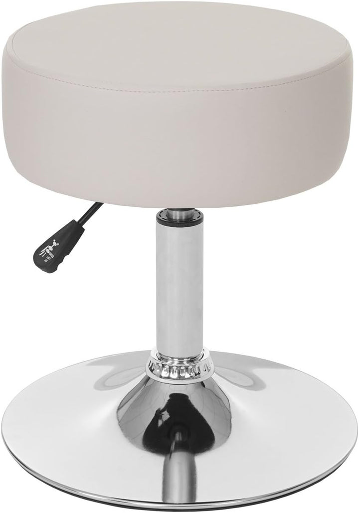 Mendler 2er-Set Hocker HWC-C22, Sitzhocker Schminkhocker, höhenverstellbar Ø 35cm - Kunstleder, Crem
