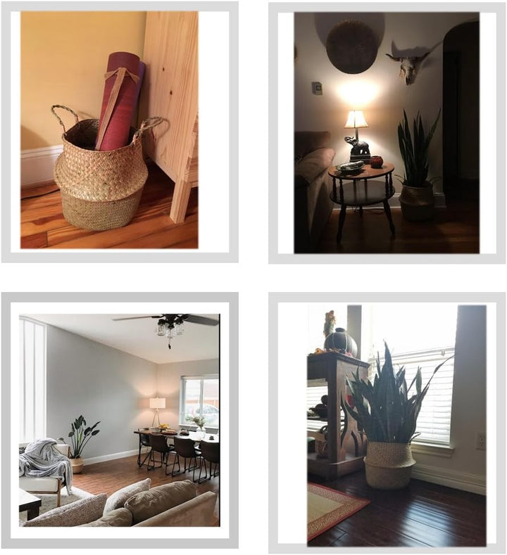 GOODCHANCEUK 3er Set Wäschekorb Faltbar Seegras Blumenkorb Handgewebt Blumen Stroh Korb für Pflanze