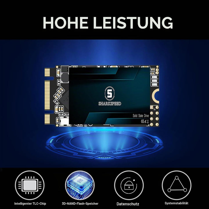 SSD 512GB M.2 2242 42mm SATA3 Festplatte Intern Solid State Drive für Laptops und Desktops 512GB M.2