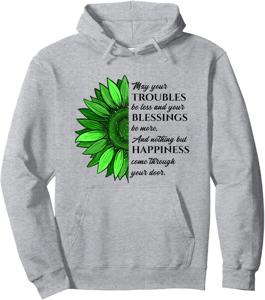 Women's Irish Blessing in Green Sunflower, St. Patricks Day Pullover Hoodie