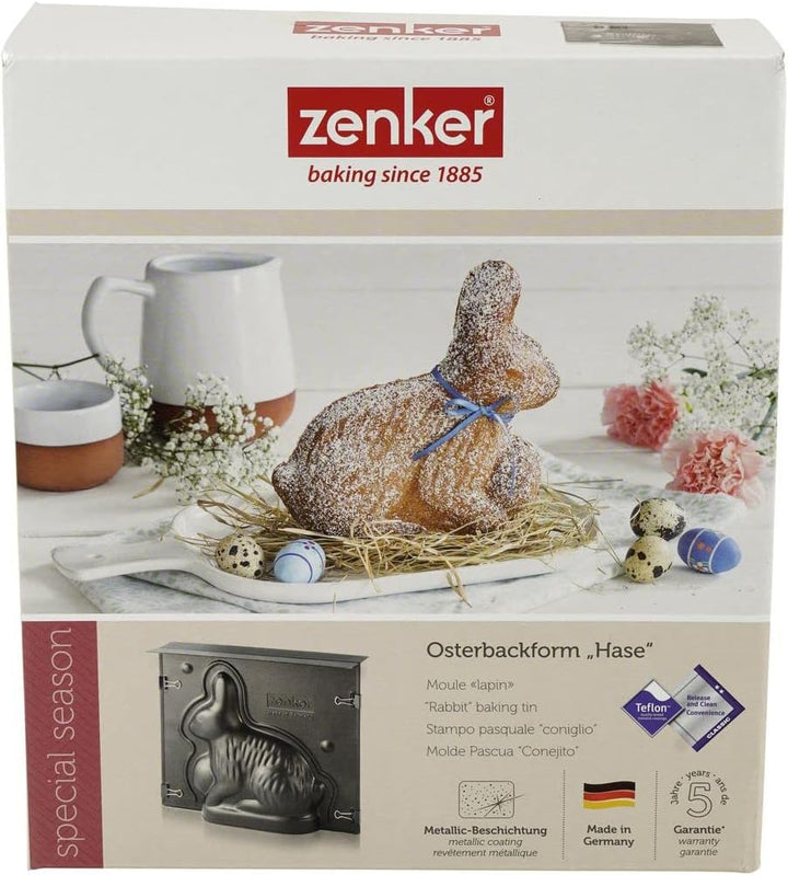 Zenker Hasenbackform Oster Season – 600 ml Füllvolumen – 3D Kuchenform mit Antihaftbeschichtung mit